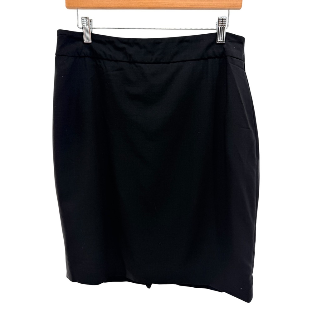 Armani Collezioni Black Pencil Skirt 10 100% Virgin Wool Career Made Italy FLAW